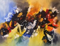 S. M. Naqvi, 36 x 48 Inch, Acrylic on Canvas, Abstract Painting, AC-SMN-164